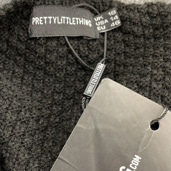 PrettyLittleThing NWT Black Knit Elasticated Hem Crop Top Size 14 - Picture 11 of 11